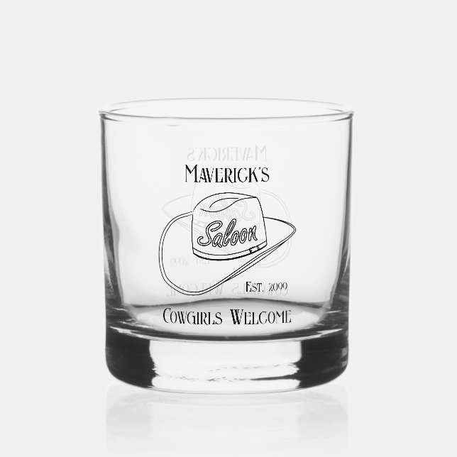 Retro Cowboy Saloon Drinkware Whiskey Glass (Front)