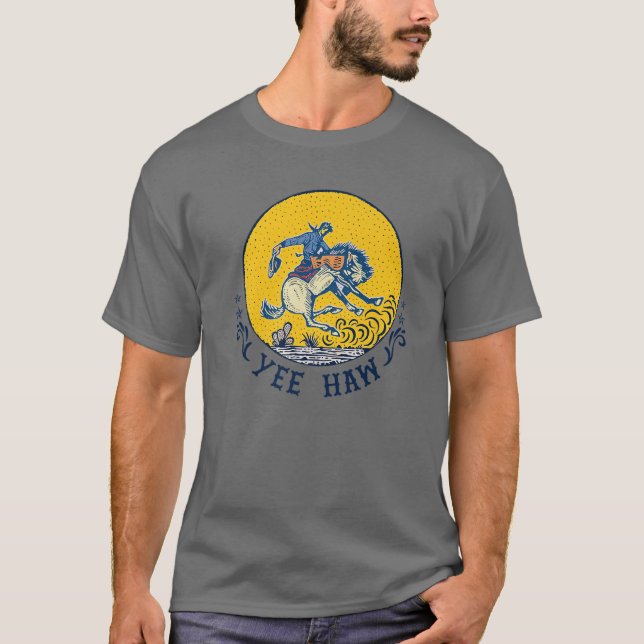 Retro Cowboy Yeehaw Western Country Cowgirls Horse T-Shirt (Front)