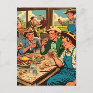 Retro Cowboys Comics Postcard