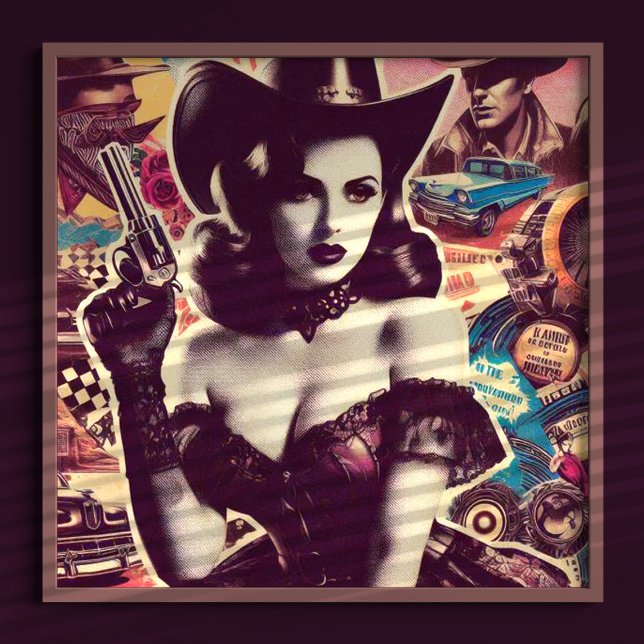Retro Cowgirl Collage Poster (Creator Uploaded)