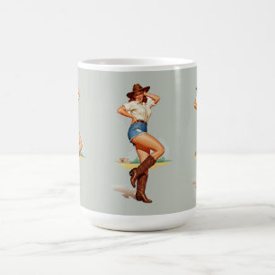 Retro Cowgirl Pin-up Art Coffee Mug