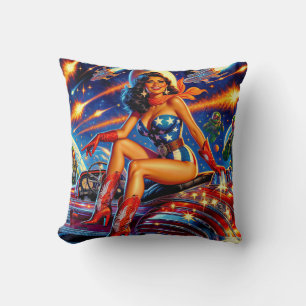 Retro Cowgirl Pin-Up Cushion