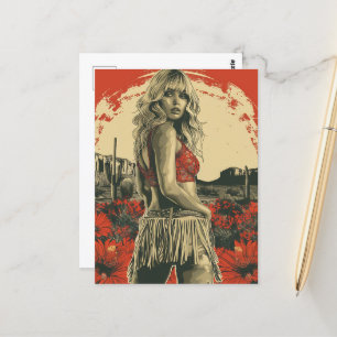 Retro Cowgirl Postcard