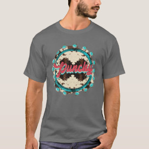 Retro Cowgirl Punchy Cowhide Turquoise Western Cou T-Shirt