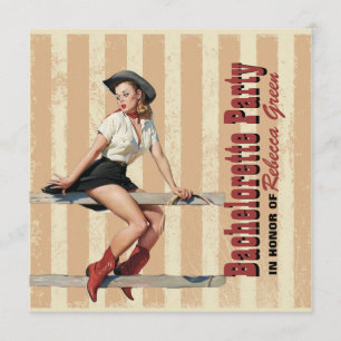 retro cowgirl western country bachelorette party invitation