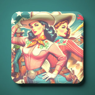 Retro Cowgirls Pin-ups Paper Plate