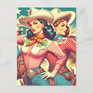 Retro Cowgirls Pin-ups Postcard