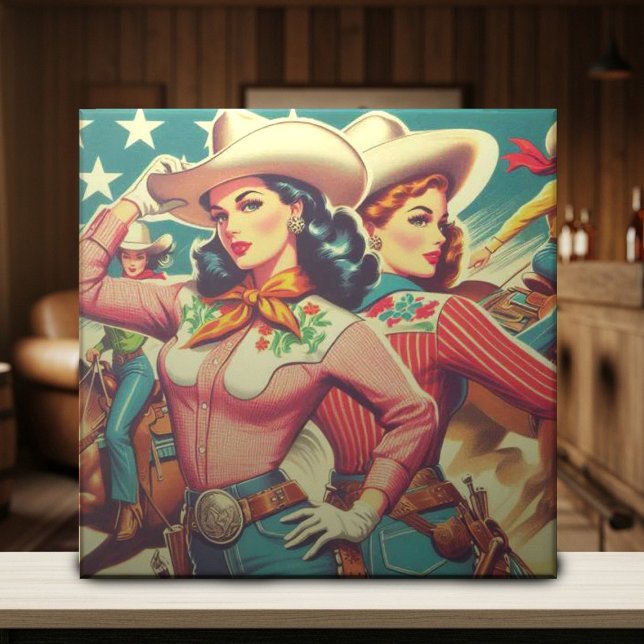 Retro Cowgirls Pin-ups Tile (Creator Uploaded)