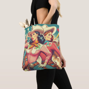 Retro Cowgirls Pin-ups Tote Bag