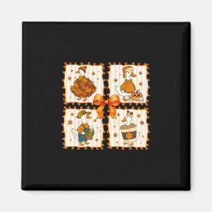 Retro Cozy Goose Pumpkin Fall Autumn Thanksgiving Magnet