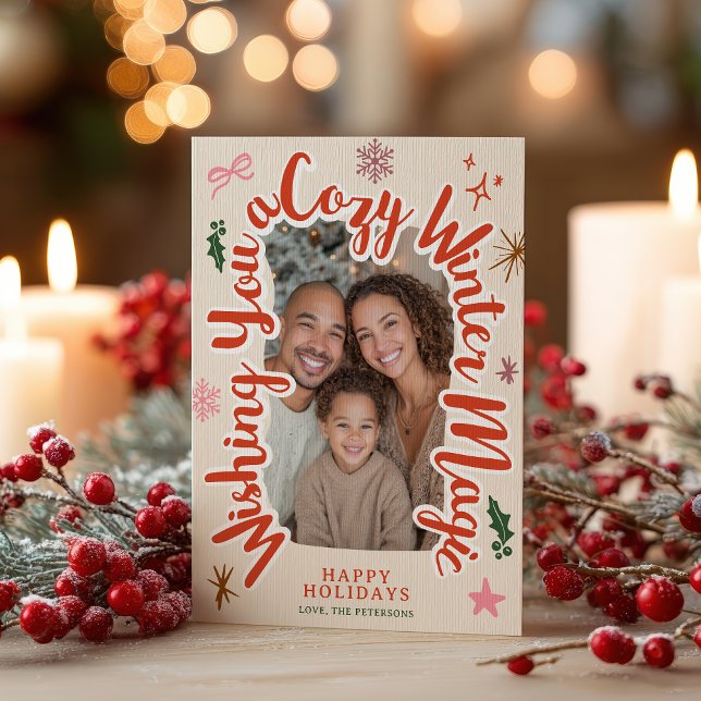 Retro Cozy Winter Hand drawn Christmas Photo Holiday Card (Retro Cozy Winter Hand drawn Christmas Photo Holiday Card)