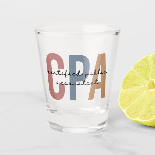 Retro CPA Certified Public Accountant Shot Glass (Front)