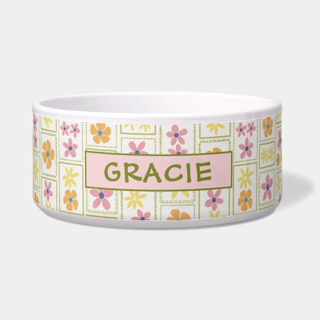 Retro Cream Patchwork Floral Custom Large Dog (Front)