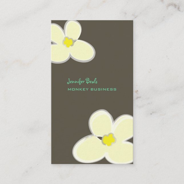 RETRO CREAM PLUMERIAS/DIY BACKGROUND COLOR BUSINESS CARD (Front)