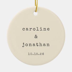 Retro Cream Typewriter Custom Wedding Photo Ceramic Tree Decoration