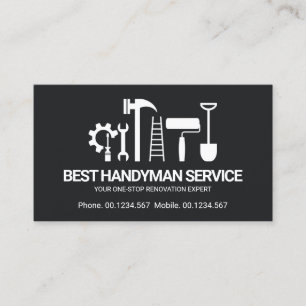 Retro Creative Handyman Tools Motif, Odd Jobs Man  Business Card