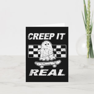 Retro Creep It Real  Ghost Halloween Mens  Kids  Card
