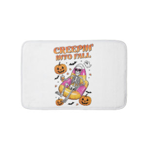 Retro Creepin into Fall Halloween Bath Mat