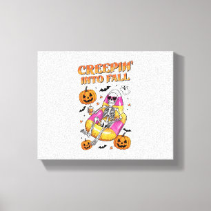 Retro Creepin into Fall Halloween Canvas Print