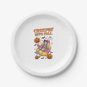 Retro Creepin into Fall Halloween Paper Plate