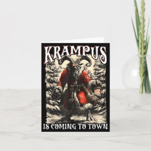 Retro Creepmas Krampus Is Coming To Town Dark Humo Card