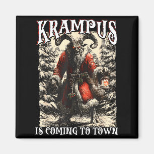 Retro Creepmas Krampus Is Coming To Town Dark Humo Magnet