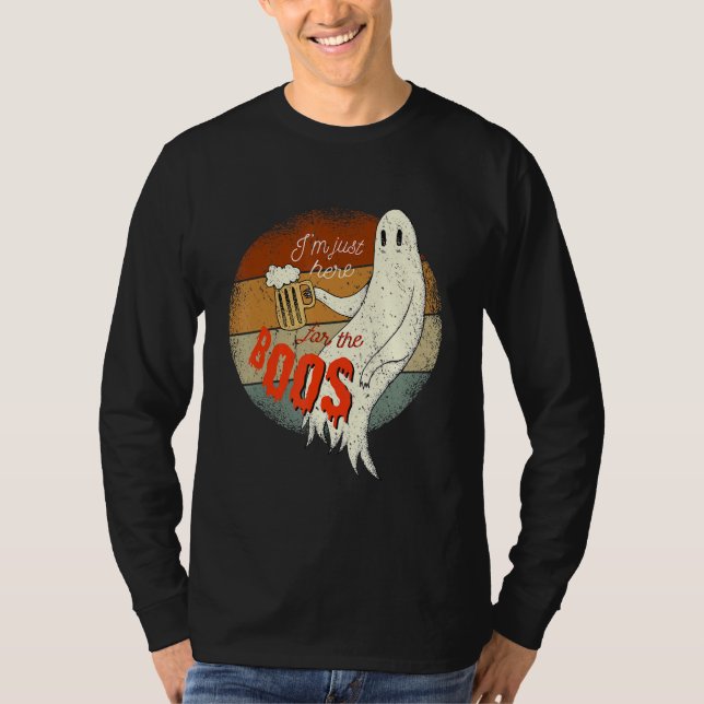 Retro Creepy Halloween Ghost Tee Im Just Here For  (Front)