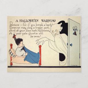 Retro Creepy Halloween Warning Postcard