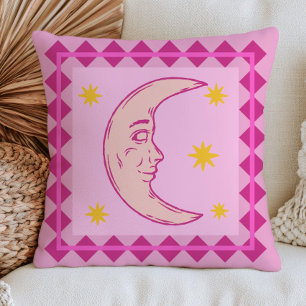 Retro Crescent Moon Celestial Lavender Cushion