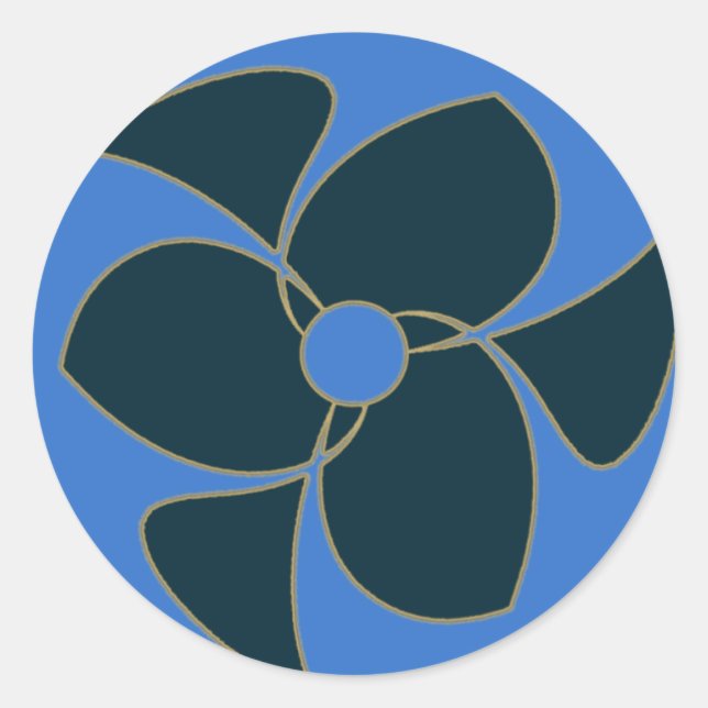 Retro Crescent Spiral Triquerta Teal Classic Round Sticker (Front)