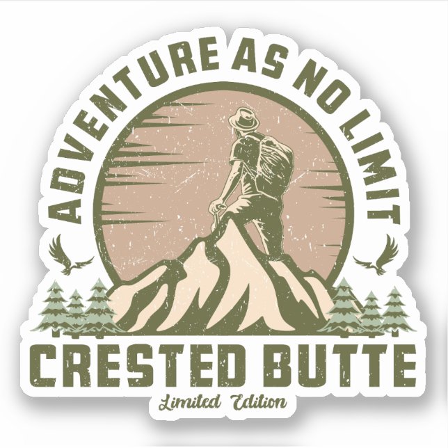 Retro Crested Butte Hike Sunset T-Shirt (Front)