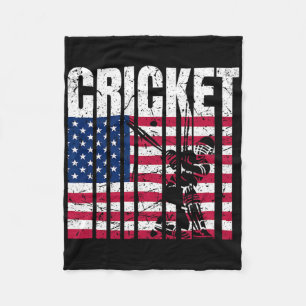 Retro Cricket American Flag Design Fleece Blanket