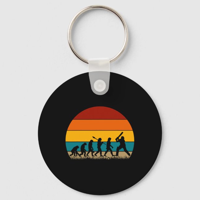 Retro Cricket Evolution - Funny Cricket  Key Ring (Front)