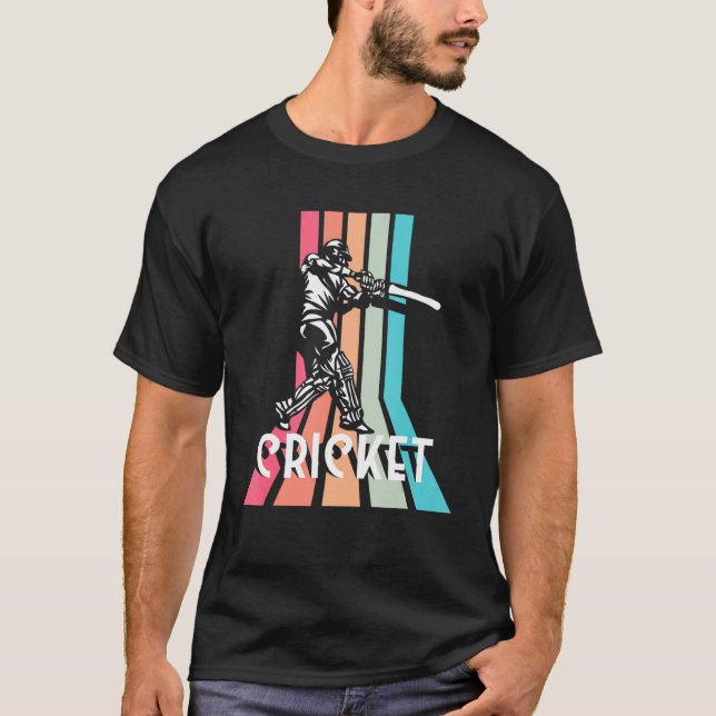 Retro Cricket Player Coach Team Cricketer Wicket B T-Shirt (Front)