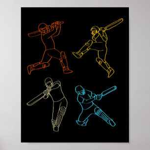 Retro Cricket Player Position Cricket Lovers Poster