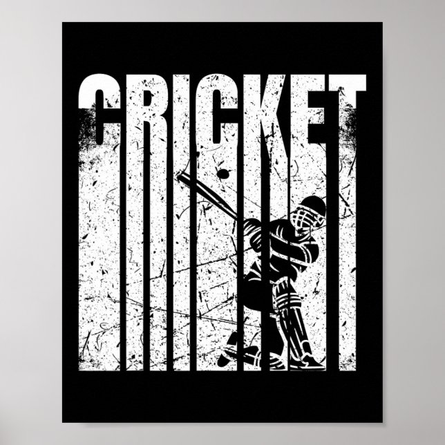 Retro Cricket Player Tter Design  Poster (Front)