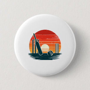 Retro Cricket T Cricketer Tsman Bowler 6 Cm Round Badge