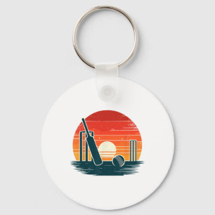 Retro Cricket T Cricketer Tsman Bowler Key Ring