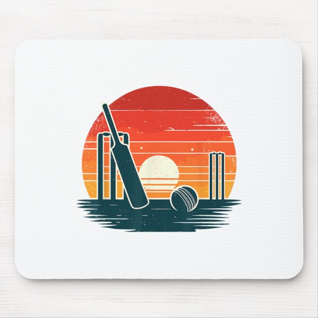 Retro Cricket T Cricketer Tsman Bowler  Mouse Pad (Front)