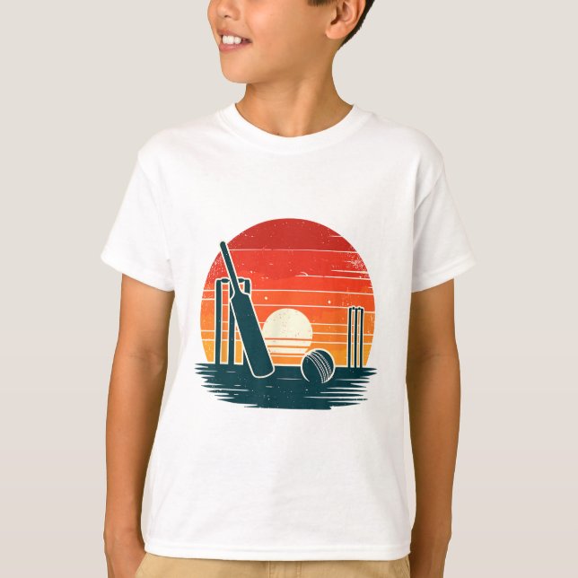 Retro Cricket T Cricketer Tsman Bowler  T-Shirt (Front)