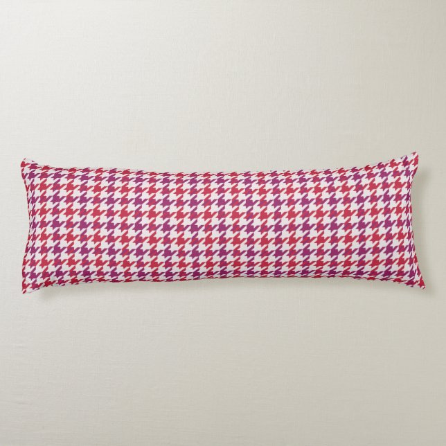 Retro crimson red purple houndstooth plaid pattern body cushion (Back)