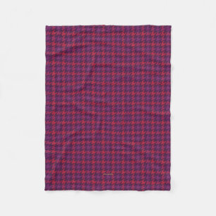 Retro crimson red purple houndstooth plaid pattern fleece blanket