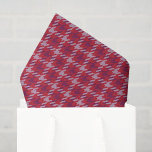 Retro crimson red purple houndstooth plaid pattern tissue paper