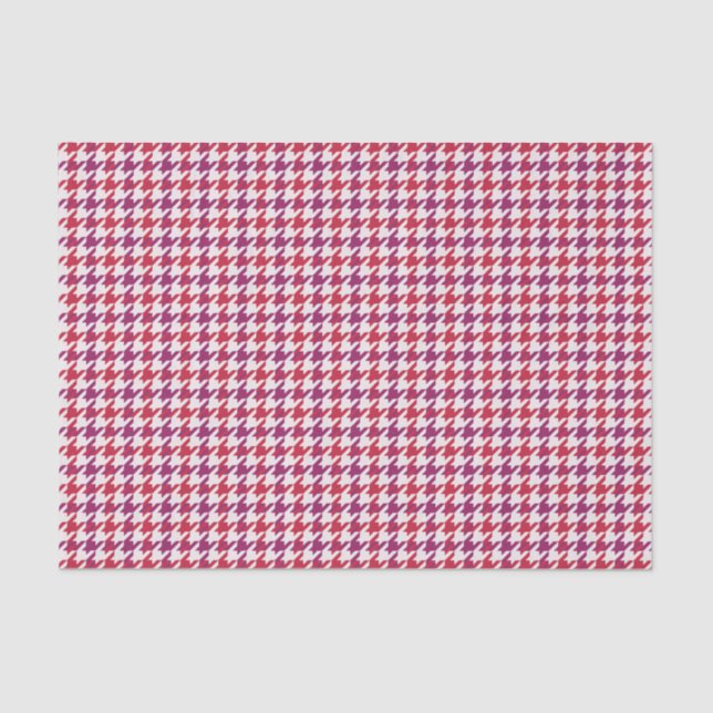 Retro crimson red purple houndstooth plaid pattern tissue paper (Front)