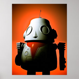 Retro Cropped Toy Robot 01 Poster