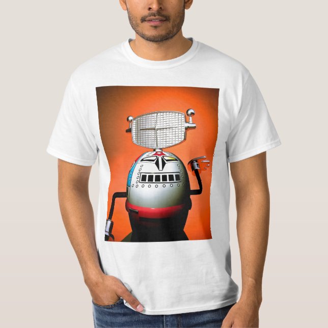 Retro Cropped Toy Robot 03 T-Shirt (Front)
