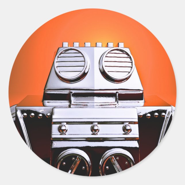 Retro Cropped Toy Robot 04 Sticker (Front)