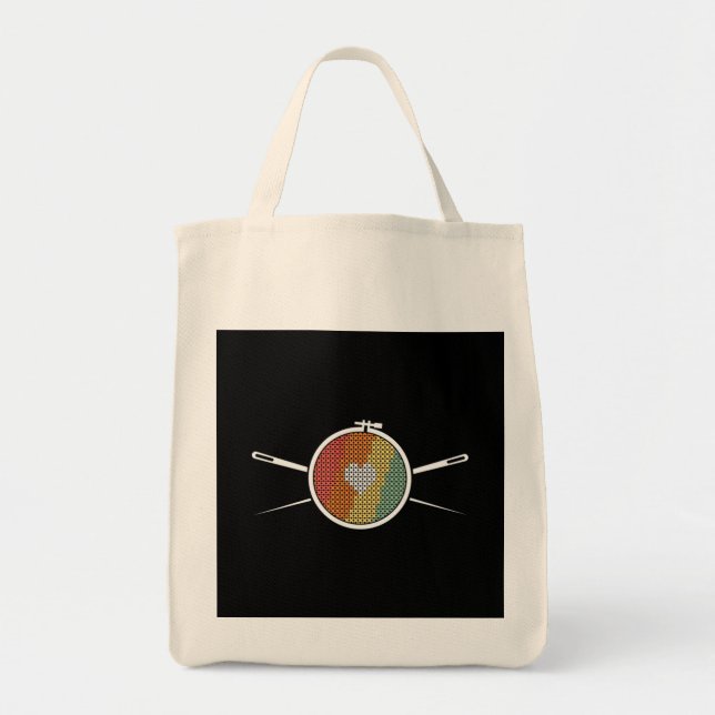 Retro Cross Stich Tote Bag (Front)