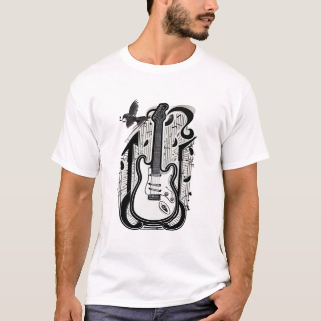Retro crow guitar for those who love music T-Shirt (Front)