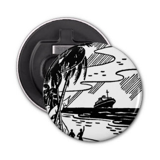 Retro Cruise Ship Button Bottle Opener